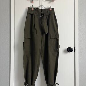 Zara khaki cargo pants with belt